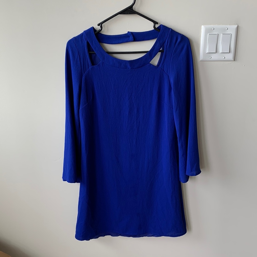 Royal blue bell sleeve cut-out shift dress (NWT)